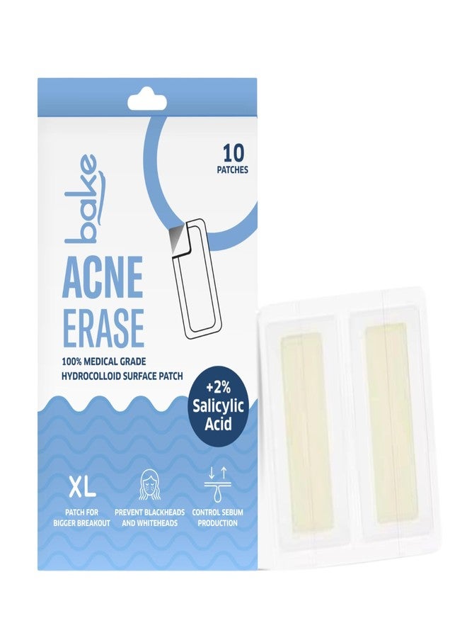 BAKE 2% Salicylic Acid Hydrocolloid Acne Absorbing (10 Patches) Surface Patch XL Pimple Patches for Blackheads Removal | Large Acne Erase Strips | Pore Cleansing & Reduces Whiteheads (10 Strips) - Image 1