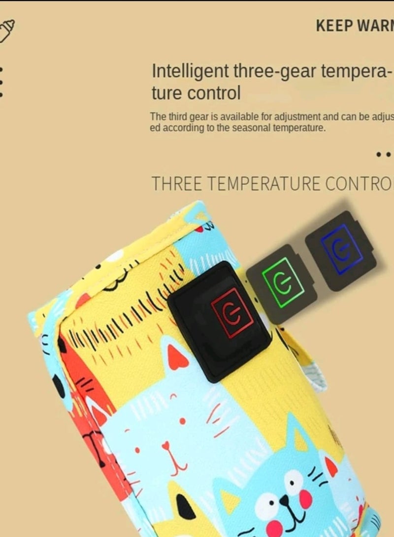 1pc Baby 3 level Temperature Adjustable Cartoon Bottle Warmer For Home And Outdoor Use Usb Heating Constant Temperature Bottle Cover Portable - Image 4