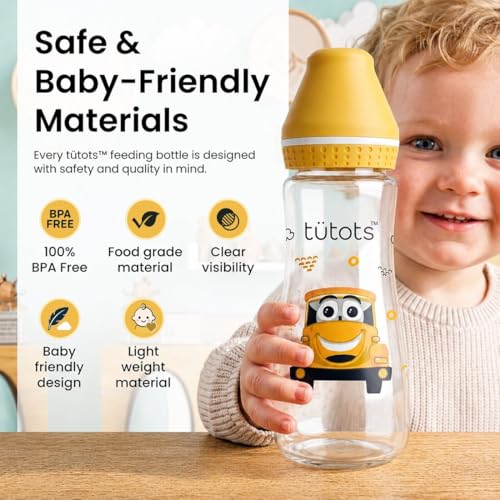tütots Baby Feeding Bottle | AntiColic Feeding | BPA Free | Baby Feeding Bottle with Turbo Vent Nipple - 250 ml (Yellow) - Image 4
