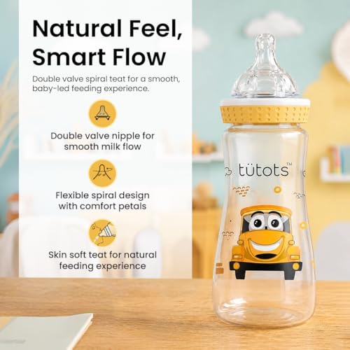 tütots Baby Feeding Bottle | AntiColic Feeding | BPA Free | Baby Feeding Bottle with Turbo Vent Nipple - 250 ml (Yellow) - Image 5