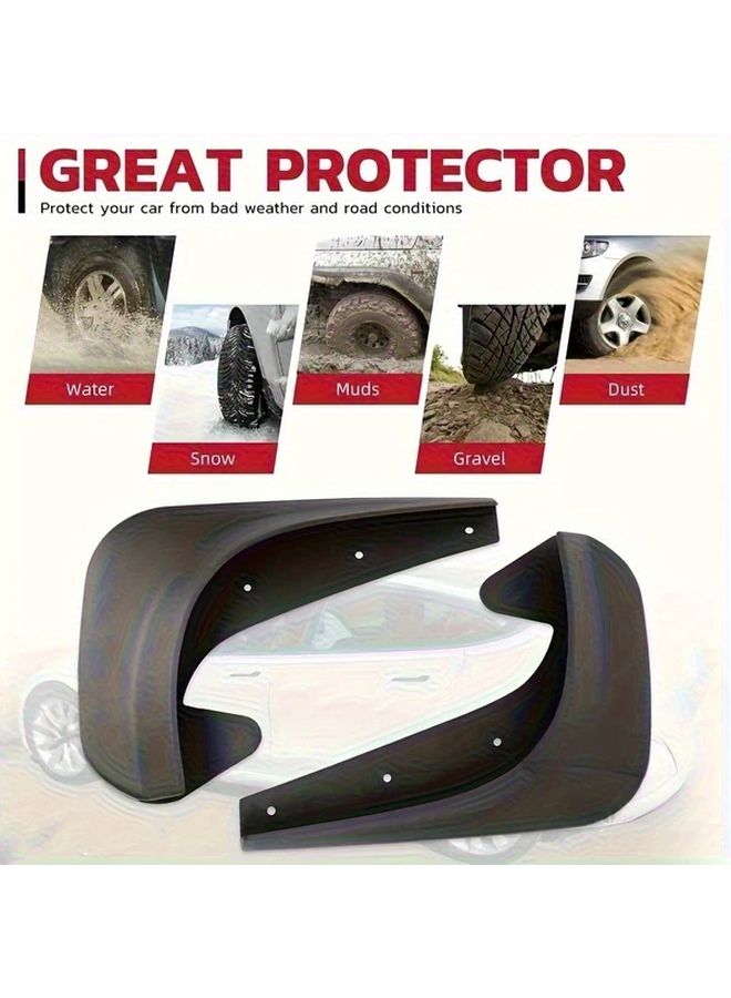 4Pcs Black Front And Rear Wheel Protectors Durable PP Material Vehicle Wing Accessories - Image 5