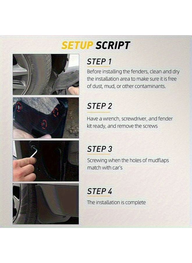 4Pcs Black Front And Rear Wheel Protectors Durable PP Material Vehicle Wing Accessories - Image 4