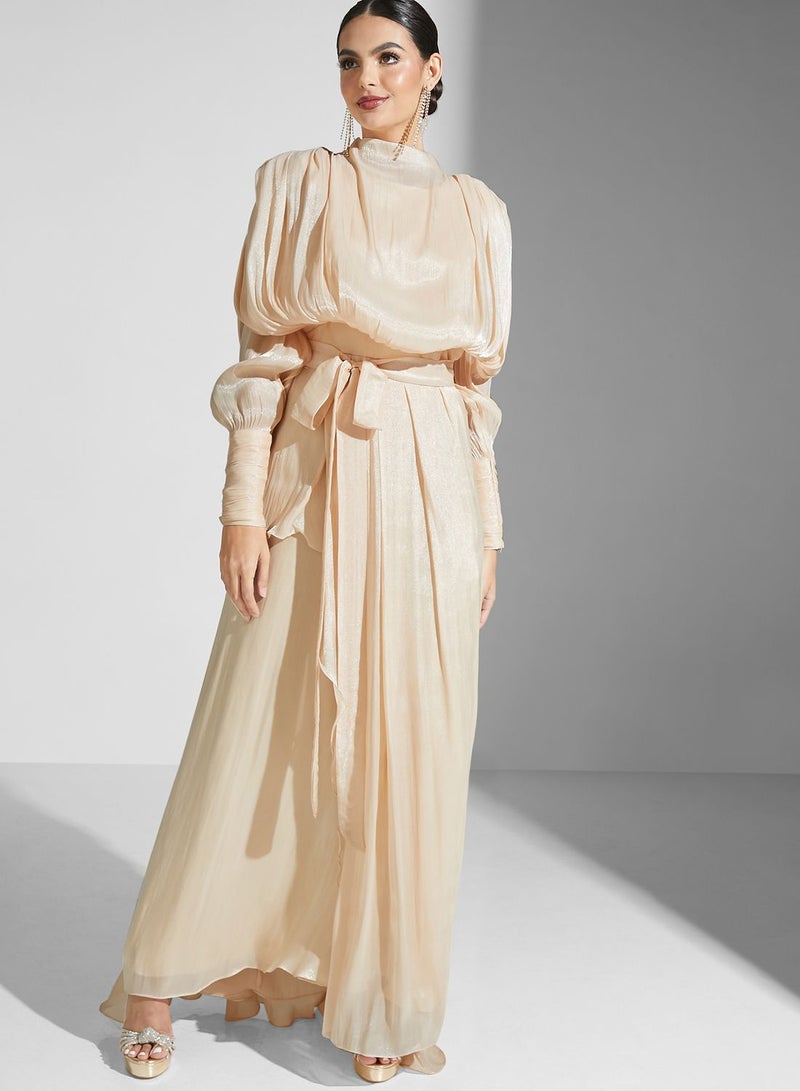 Namshi x Nour High Neck Shimmer Dress - Image 5