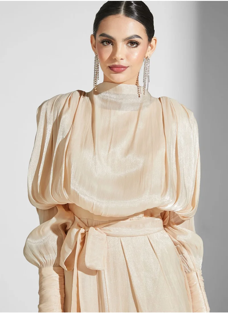 Namshi x Nour High Neck Shimmer Dress
