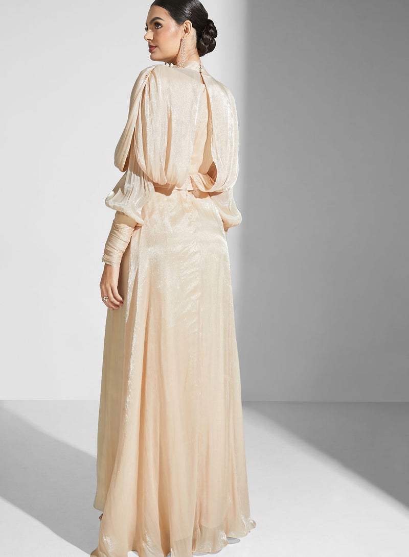 Namshi x Nour High Neck Shimmer Dress - Image 2