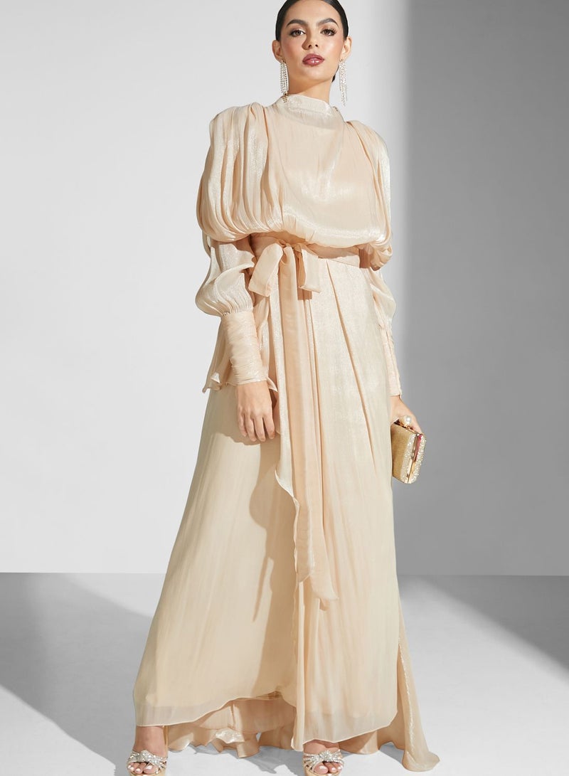 Namshi x Nour High Neck Shimmer Dress - Image 1
