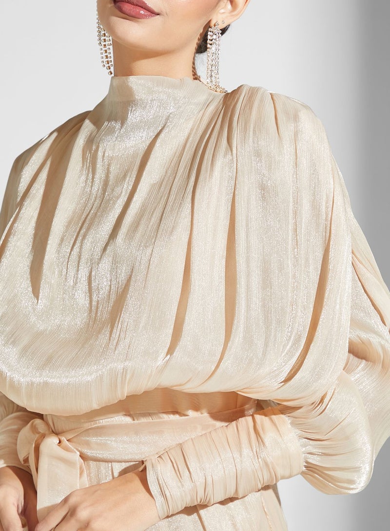 Namshi x Nour High Neck Shimmer Dress - Image 4
