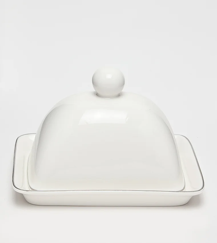 Sur La Table Butter Dish w/Rim 18x12 cm White/Silver