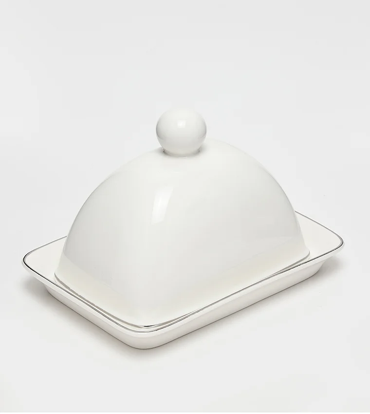 Sur La Table Butter Dish w/Rim 18x12 cm White/Silver