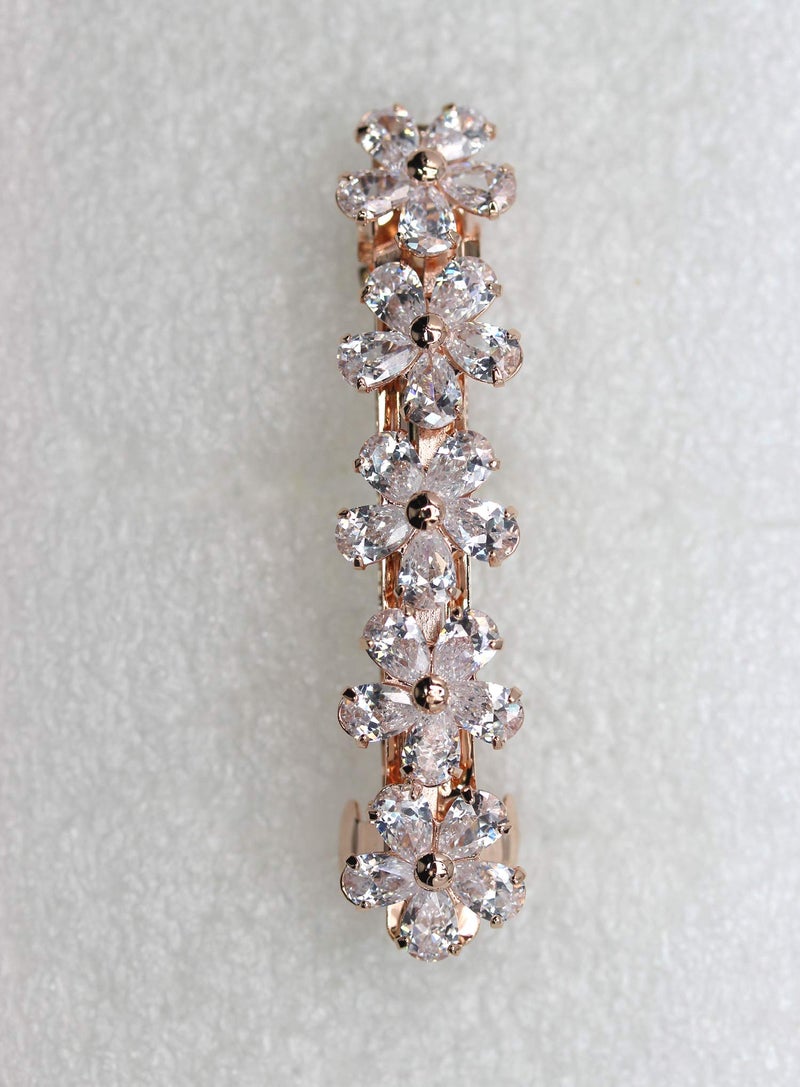 Faship Gorgeous Clear CZ Crystal Floral Small Hair Barrette Clip - Image 2