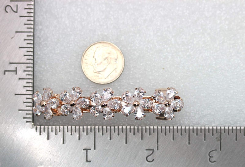 Faship Gorgeous Clear CZ Crystal Floral Small Hair Barrette Clip - Image 5