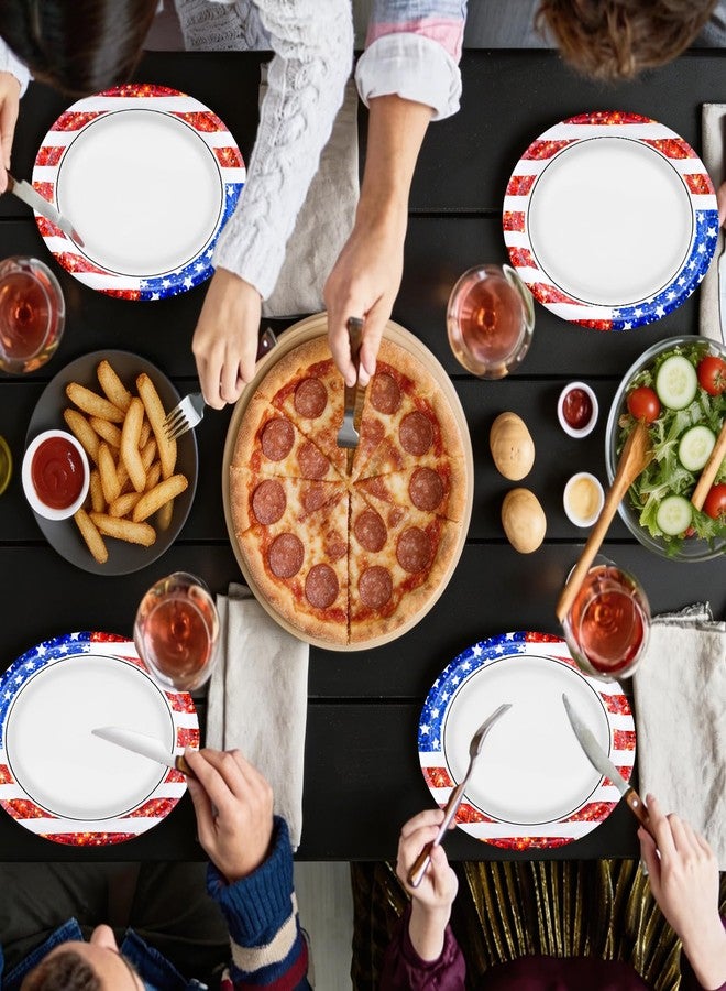 PhyLence 50 Pcs 4th of July Plates, 9 x 11 Inch Oval Patriotic Paper Plates with American Flag Stars and Stripes Design for Independence Day BBQ Party - Image 5