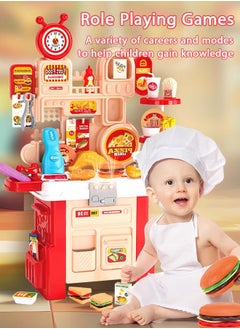 Generic Supermarket Equinment Set, Kids Kitchen Playset, 52pcs Kid Play Kitchen with Realistic Lights and Various Accessories, Food Toys Kitchen with 3 Different Pieces of Music, Educational Toys for Boys Girls Toddlers Age  - Image 4