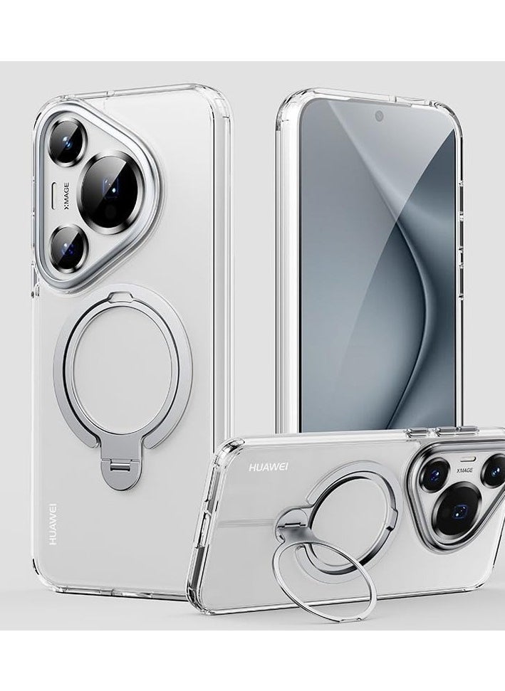 general Magnetic Case Compatible with Huawei Pura 70 Pro/Pura 70 Pro+,With 360° Rotating Stand,Supports Wireless Charging,Frosted Magnetic Phone Case