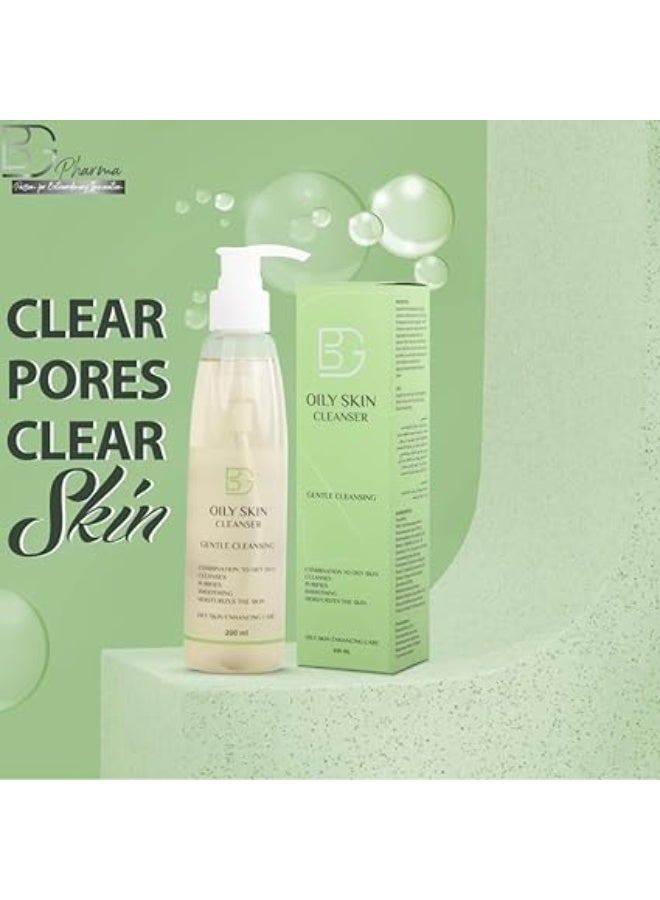 BG Oily Cleanser – 200 ml –Deeply Cleanser for Combination to Oily Skin - Removes Impurities and Regulates Sebum Production - Gentle Formula - Image 2