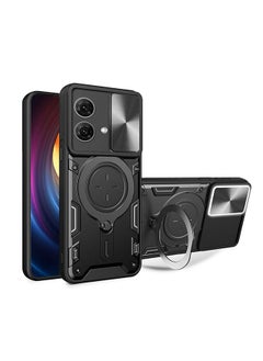 Fazza Armor Case for Motorola Moto G54 5G 6.5-inch, Lens Sliding Phone Cover with Magnetic Coil Bracket for Motorola Moto G54 5G (Black)  - Image 1