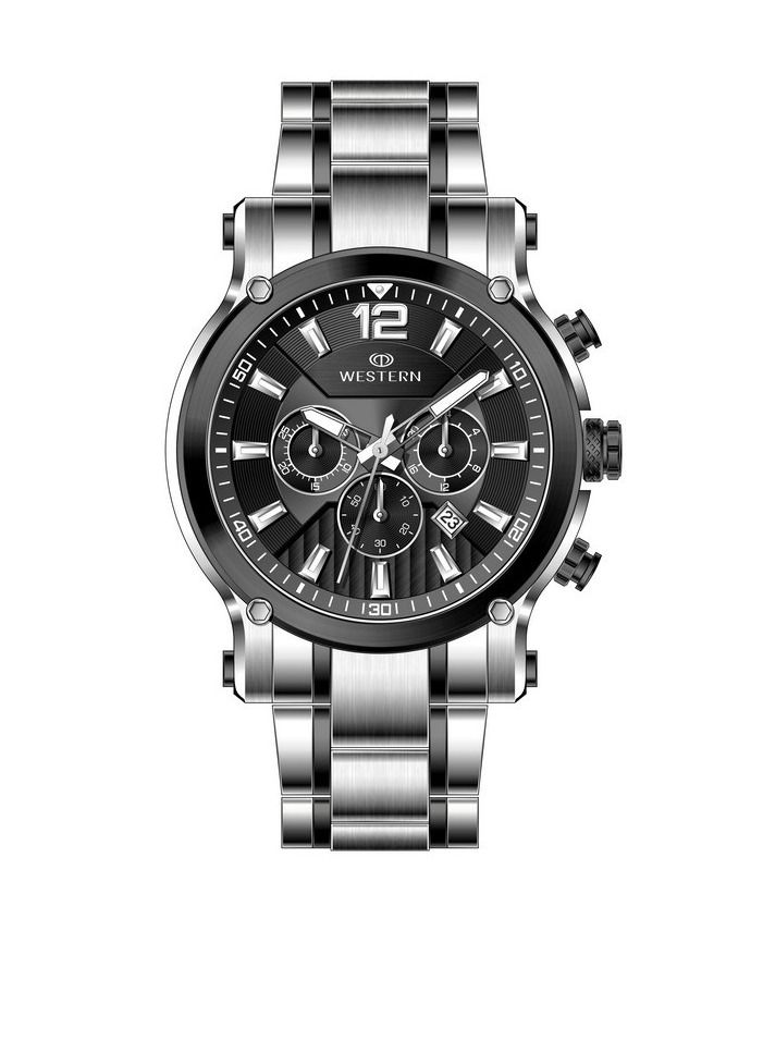 Western Men's Quartz Analogue Stainless-Steel Bracelet Chronograph Watch W8837GSB070C - Image 1