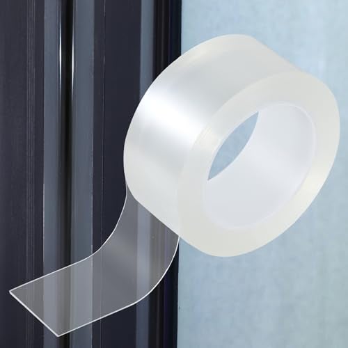HSTECH Transparent Window Weather Sealing Tape, 2IN x 16FT, Clear Window Draft Isolation Sealing Film Tape for Door Draft Stopper Adhesive Tape, Doors Windows and Shower Glass Gaps - Image 2