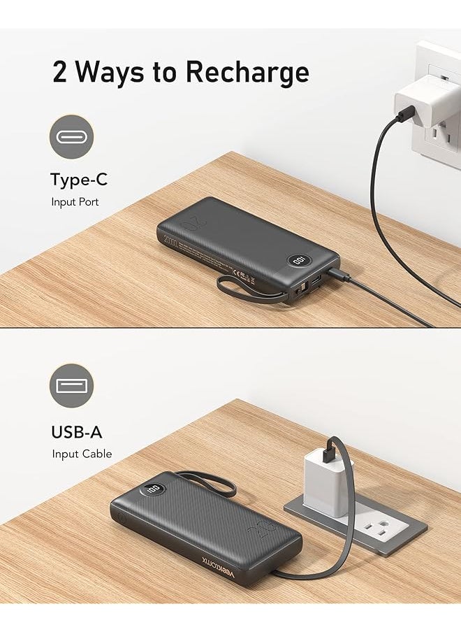 erorex - Power Bank With Built In Cables 20000Mah Portable Charger For Iphone Usb C Lcd Display External Battery Iphone Charger Bank Compatible With Iphone Ipad Samsung And Android Devices For Travel - Image 1