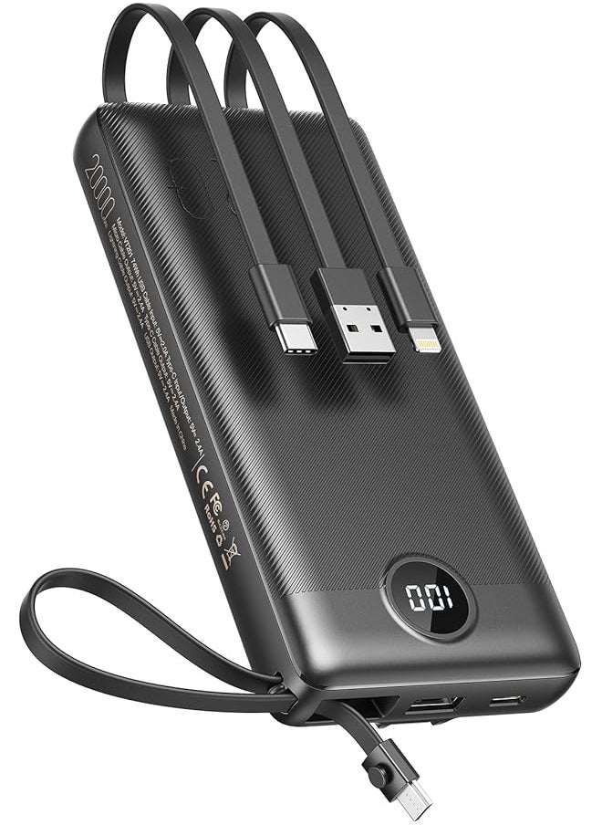 erorex - Power Bank With Built In Cables 20000Mah Portable Charger For Iphone Usb C Lcd Display External Battery Iphone Charger Bank Compatible With Iphone Ipad Samsung And Android Devices For Travel - Image 1
