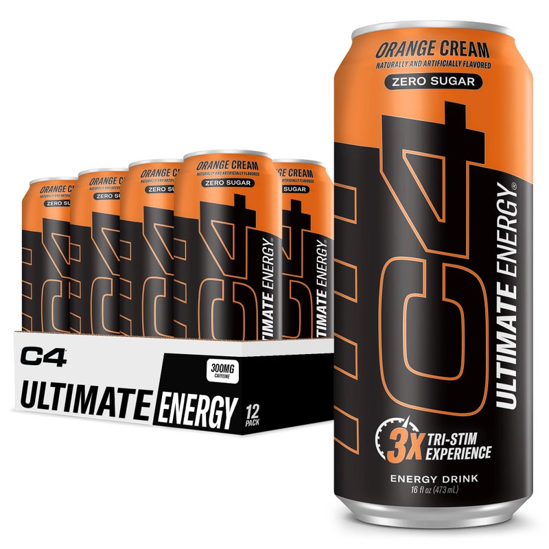 Cellucor C4 Ultimate | Pre Workout Sugar Free Energy Drink | Tri-Stim Experience with 300mg Caffeine + TeaCrine + Dynamine | Orange Cream| 16oz (Pack of 12) - Image 1