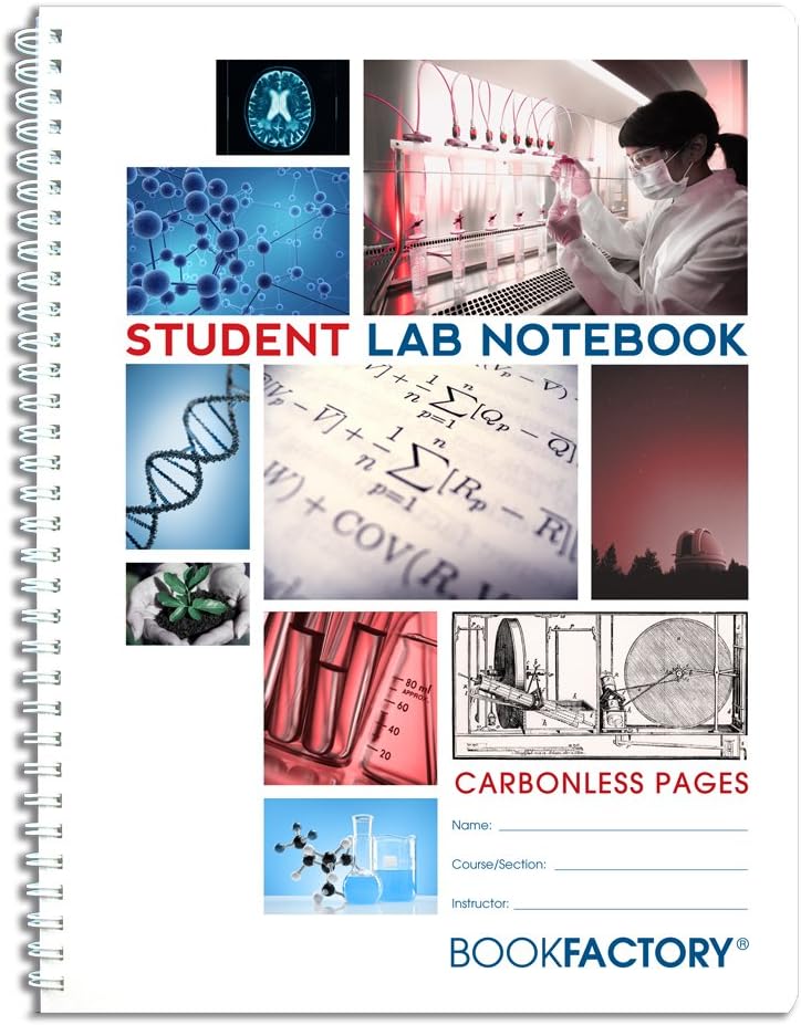 BookFactory Carbonless Student Lab Notebook - 75 Sets of Pages (8.5'' X 11'') (Duplicator) - Scientific Grid Pages, Durable Translucent Cover, Wire-O Binding (Made in USA) - Image 1