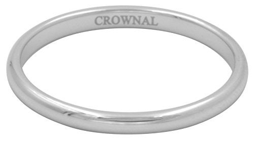 CROWNAL 1mm 2mm 3mm 4mm 5mm 6mm 7mm 8mm Tungsten White/Yellow Gold/Rose Gold Plated Wedding Band Ring Men Women Plain Dome Polished Comfort Fit Size 3 to 17(White 2mm,5) - Image 2