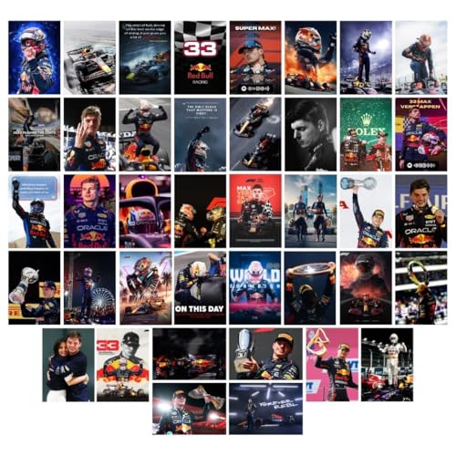 auraposter Paper Max Verstappen Poster (Set Of 40),Formula One Max Verstappen Mini Posters (15 X10 Cm),Red Bull F1 Poster Posters For Wall, Bedroom, Living Room,Formula 1 Posters,Glue Dots Included - Image 1