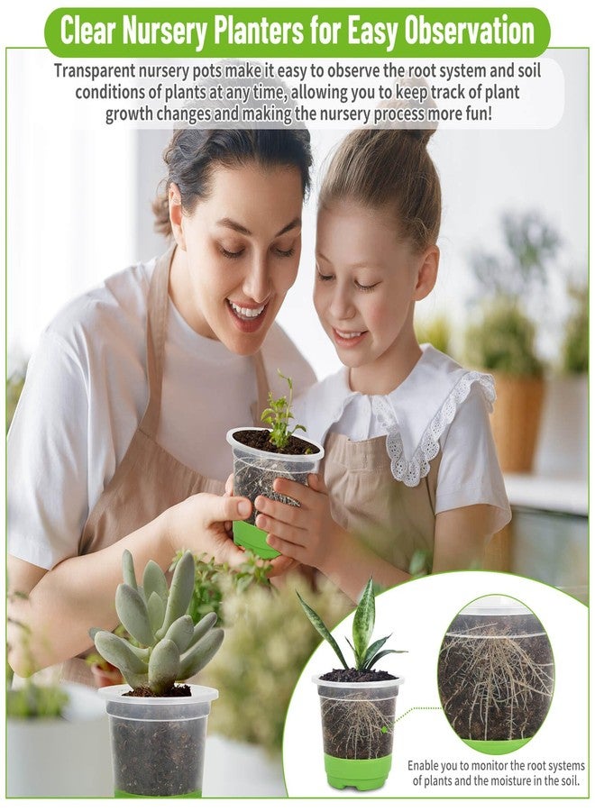 Caffox 57PCS Reusable Seed Starter Kit Includes 26 Packs 4" Clear Nursery Pots with Silicone Base, Repotting Mat, Gardening Gloves, Plant Labels and Seedling Tools for Easy Transplant - Image 4