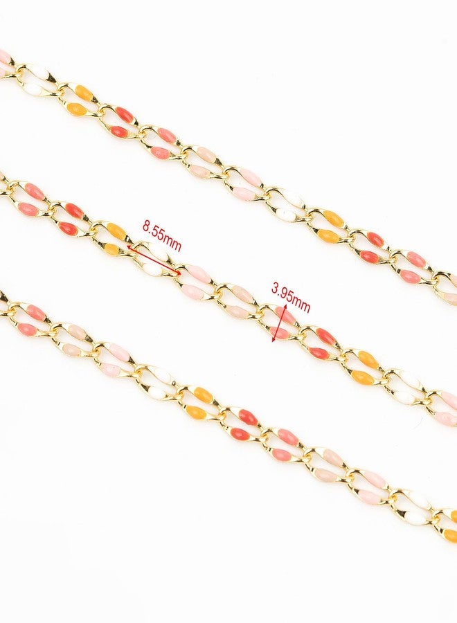 YOUBEIYEE Pink Mixed Color Enamel Chain for Jewelry Making Oil Drip Cable Bulk Chain Gold Plated Jewelry Chain Roll with Jewelry Findings - Image 3