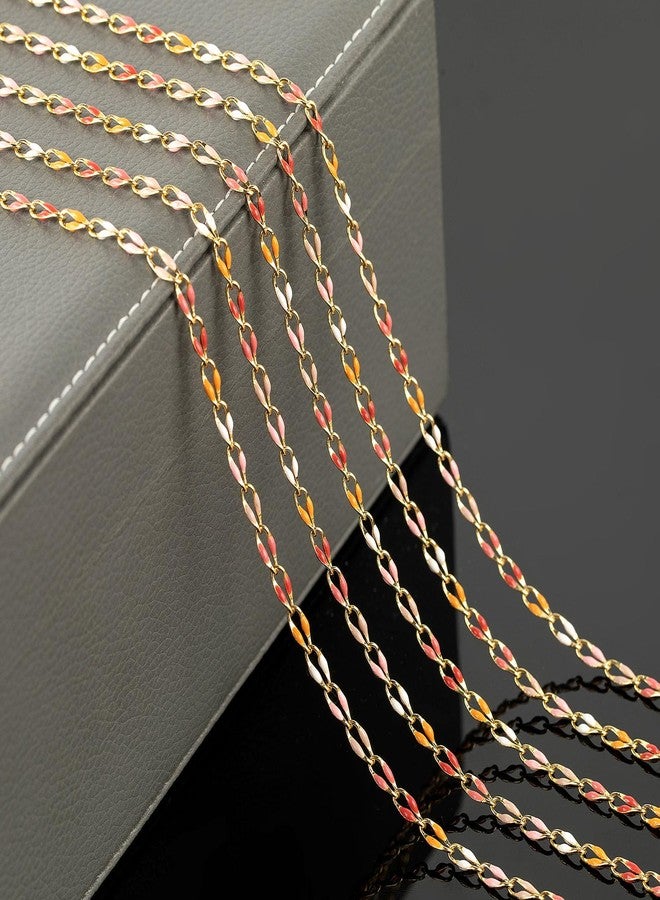 YOUBEIYEE Pink Mixed Color Enamel Chain for Jewelry Making Oil Drip Cable Bulk Chain Gold Plated Jewelry Chain Roll with Jewelry Findings - Image 4