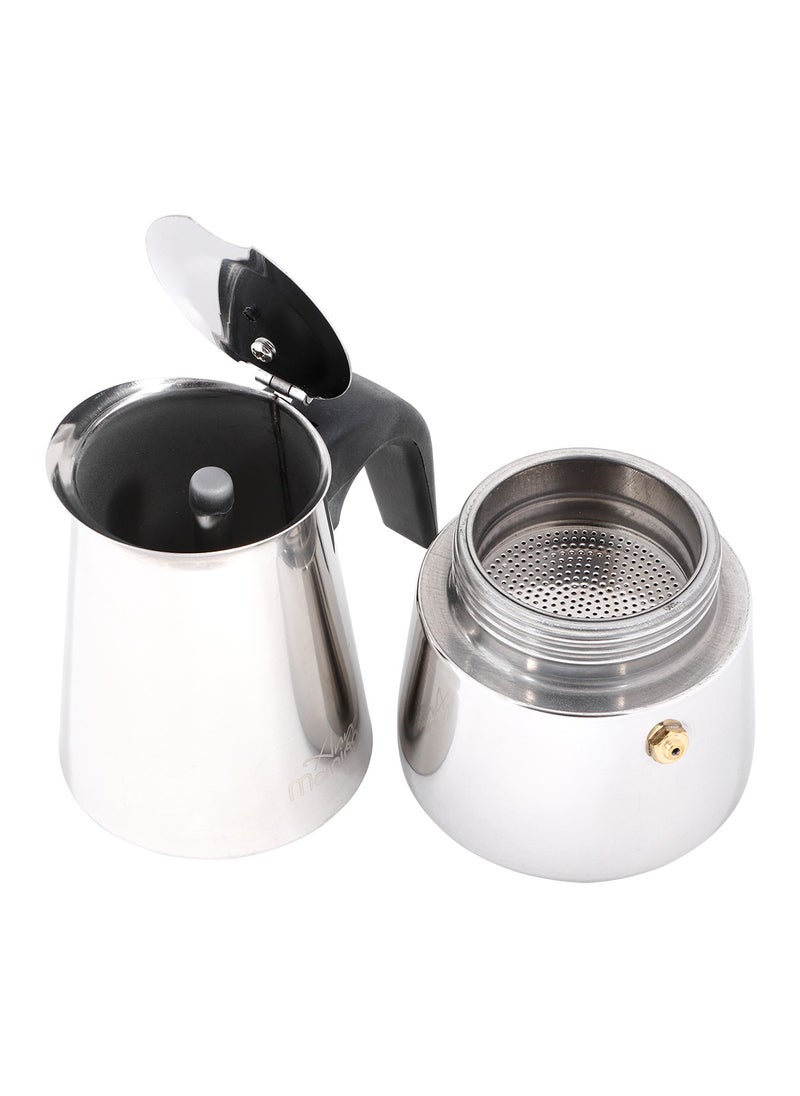 Any Morning - Any Morning Stovetop Espresso Coffee Maker, Stainless Steel Induction Moka Pot Compatible with All Hob Types, Italian Coffee Maker, Percolator Coffee Pot 6 Cups, 10 oz, Silver Colored - Image 1