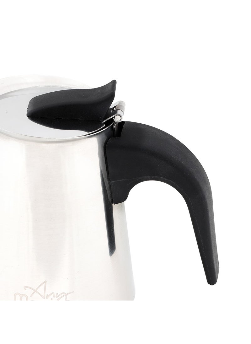 Any Morning - Any Morning Stovetop Espresso Coffee Maker, Stainless Steel Induction Moka Pot Compatible with All Hob Types, Italian Coffee Maker, Percolator Coffee Pot 6 Cups, 10 oz, Silver Colored - Image 1