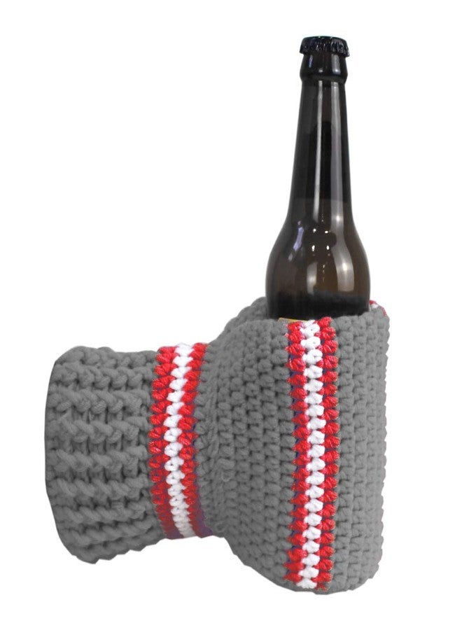 FunisFun Beer Mitten Gloves, Knit Stitched Drink Mitt Holder for White Elephant Gag Gift Tailgating Idea - Image 1