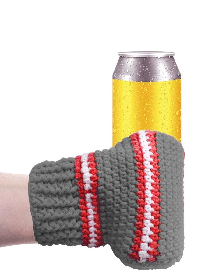 FunisFun Beer Mitten Gloves, Knit Stitched Drink Mitt Holder for White Elephant Gag Gift Tailgating Idea - Image 2