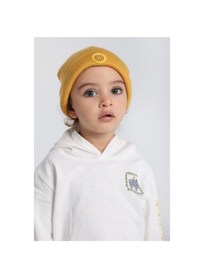بلاي مور قبعة صوف للاطفال – خردلي مع وجه مبتسم مطرز - Image 2