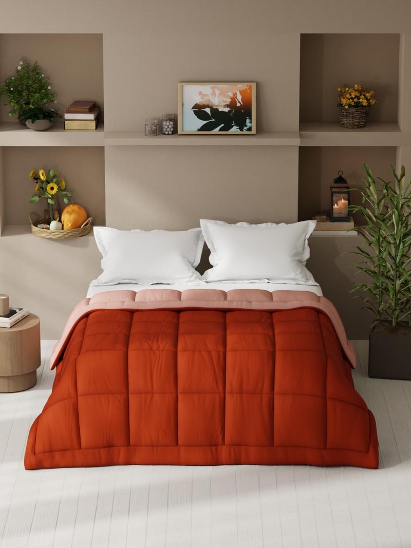 KOPA KOPA Ultra Soft Microfiber Reversible Comforter for All Weather -1pc Double (Feather lite) -Rust/Orange  - Image 1