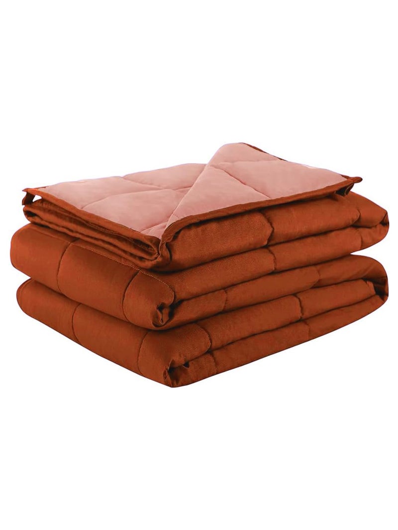 KOPA KOPA Ultra Soft Microfiber Reversible Comforter for All Weather -1pc Double (Feather lite) -Rust/Orange  - Image 4