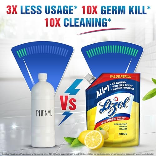 Lizol Disinfectant Surface & Floor Cleaner Liquid Refill Pack, Citrus - 1800 ml - Image 3