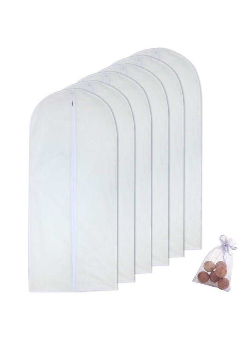 HomeClean Garment Bag for Long Dress 24 x 60 Garment Bags White Breathable Full Zipper Dust Cover for Clothes Storage Closet Pack Of 6 