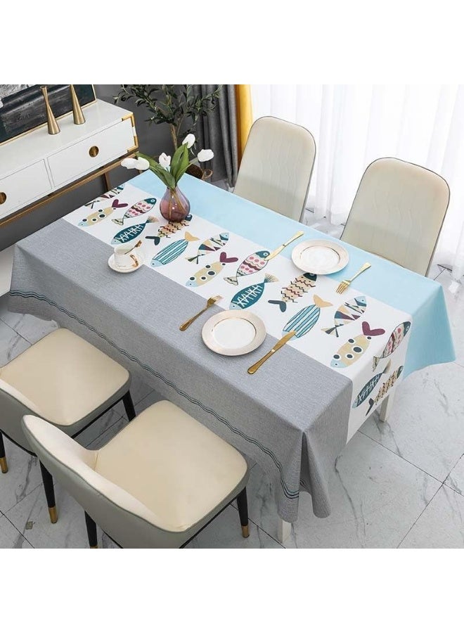 UKR Waterproof PVC Tablecloth for Dining Table Rectangle Table Cover Wipe Clean Vinyl Durable (Ocean Catch, 140x220 cm) - Image 3