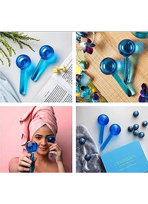 Niralasa Niralasa 2pcs Ice Roller Globes for Face and Eyes Facial Cooling Massage Balls Energy Beauty Crystal Ice Roller Cooling Skin Massager for Redness Soothing Relief Blue Colour  - Image 3
