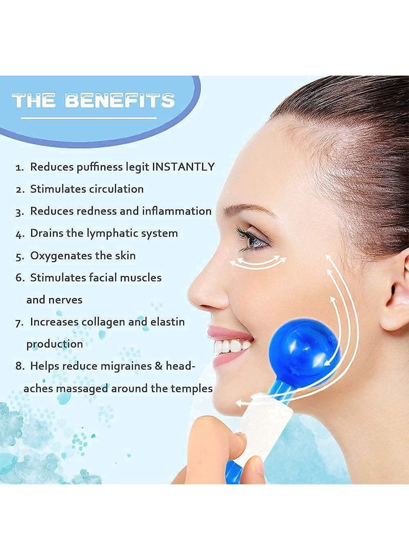 Niralasa Niralasa 2pcs Ice Roller Globes for Face and Eyes Facial Cooling Massage Balls Energy Beauty Crystal Ice Roller Cooling Skin Massager for Redness Soothing Relief Blue Colour  - Image 4