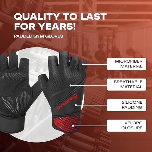 BURNLAB Flex Wirst Support Gym Gloves for Men and Women - Ideal for Weightlifting, Cycling, Crossfit, Offers Good Grip and Soft Padding (Black & Red, M) - Image 3