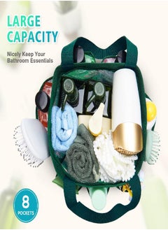 WAWSAM WAWSAM Mesh Shower Bag for Dorm Room - 9” x 9” x 9.5” Shower Caddy Toiletry Bag for Women Students Green Plants Pattern Shower Tote Portable with 8 Pocket for Gym College Bathroom Beach Essentials  - Image 2