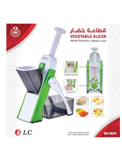 Vegetable Cutter 4-in-1 Multifunctional Mandolin DLC-36241 Green/White - Japanese Blades, Thickness Control, Foldable Design for Easy Storage