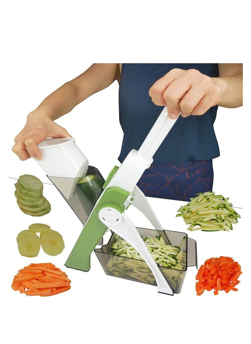 DLC - Vegetable Cutter 4-in-1 Multifunctional Mandolin DLC-36241 Green/White - Japanese Blades, Thickness Control, Foldable Design for Easy Storage - Image 1