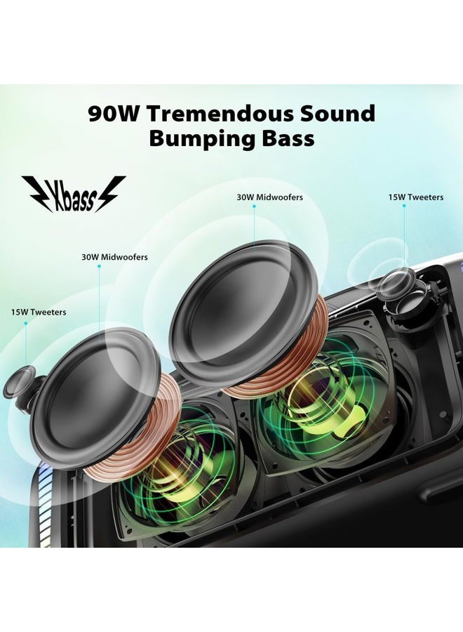 Tribit StormBox Blast Portable Speaker: 90W Loud Stereo Sound with XBass, IPX7 Waterproof Bluetooth Speaker with LED Light, Bluetooth 5.3&TWS, Custom EQ, 30H Playtime for Outdoor - Image 2