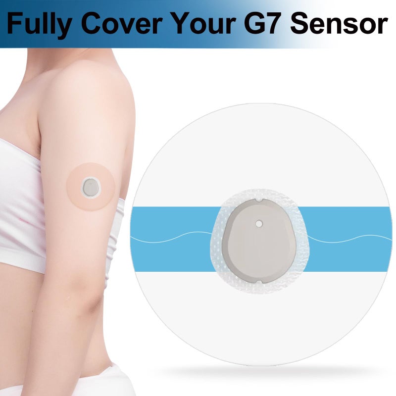 Kuruyo 60 Pack Dexcom g7 Over Patches Waterproof Stelo Adhesive Patches G7 Overpatch Transparent Full Sensor Covers Without Hole, Latex Free & Hypoallergenic Sweatproof, 15 Days Long Lasting - Image 2