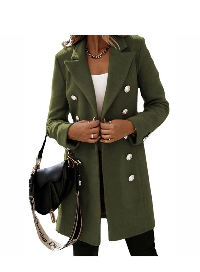 Loquat Autumn/Winter Fashion Slim Suit Collar Double-breasted Overcoat 